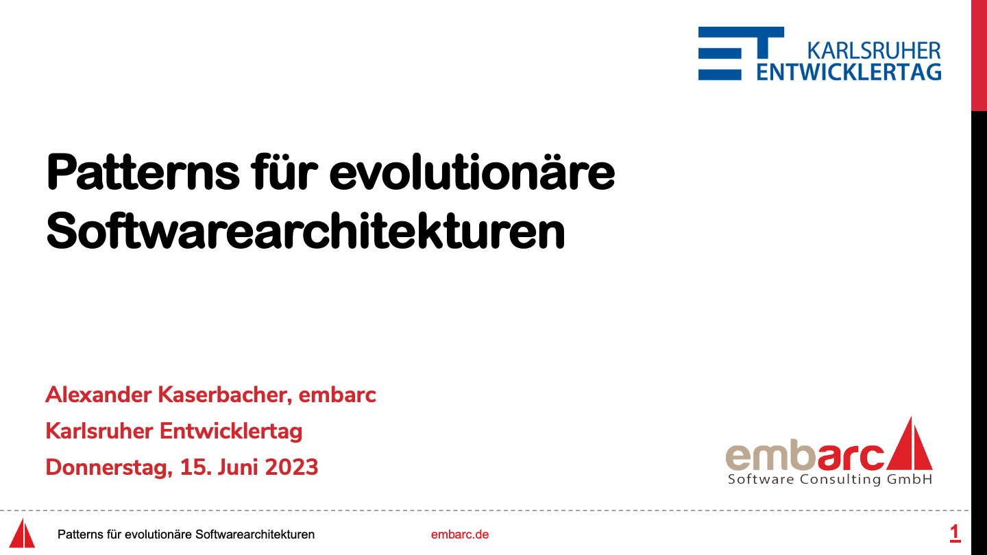 Teaser-Bild für pdf: Vortrag: Patterns für evolutionäre Softwarearchitekturen