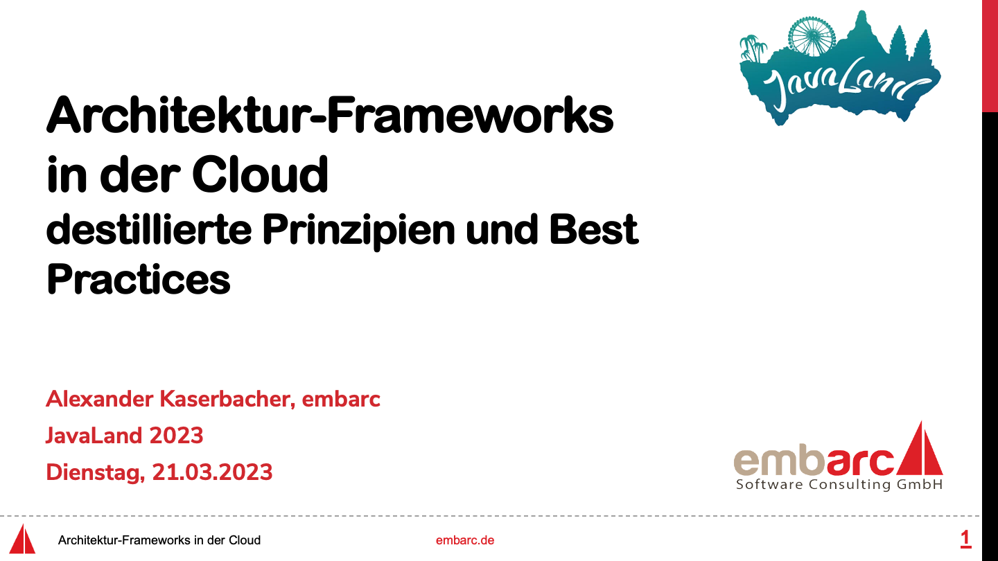 Teaser-Bild für pdf: Javaland 2023: Architektur-Frameworks in der Cloud
