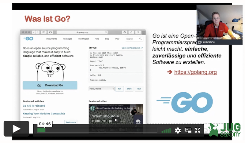 Teaser-Bild für Video: Go für Java-Entwickler (JUG Saxony Day 2020)
