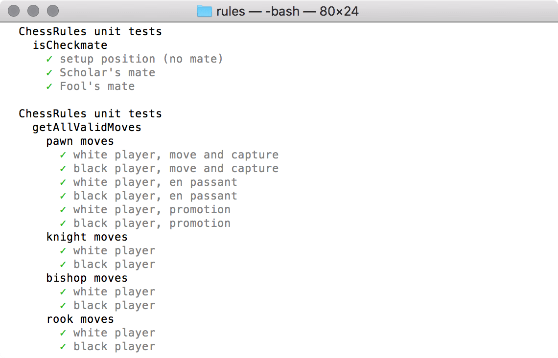 &ldquo;npm test&rdquo; in rules (Ausschnitt)