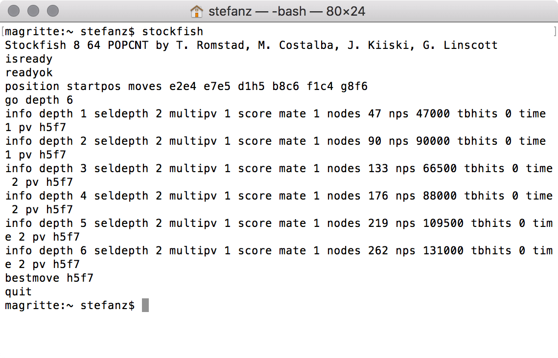 Stockfish in der Kommandozeile