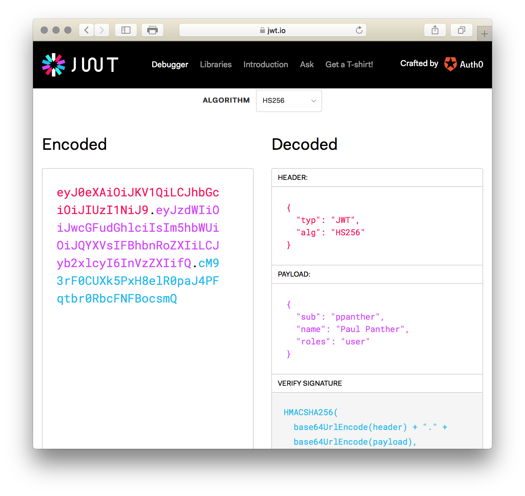 JWT Debugger bei jwt.io